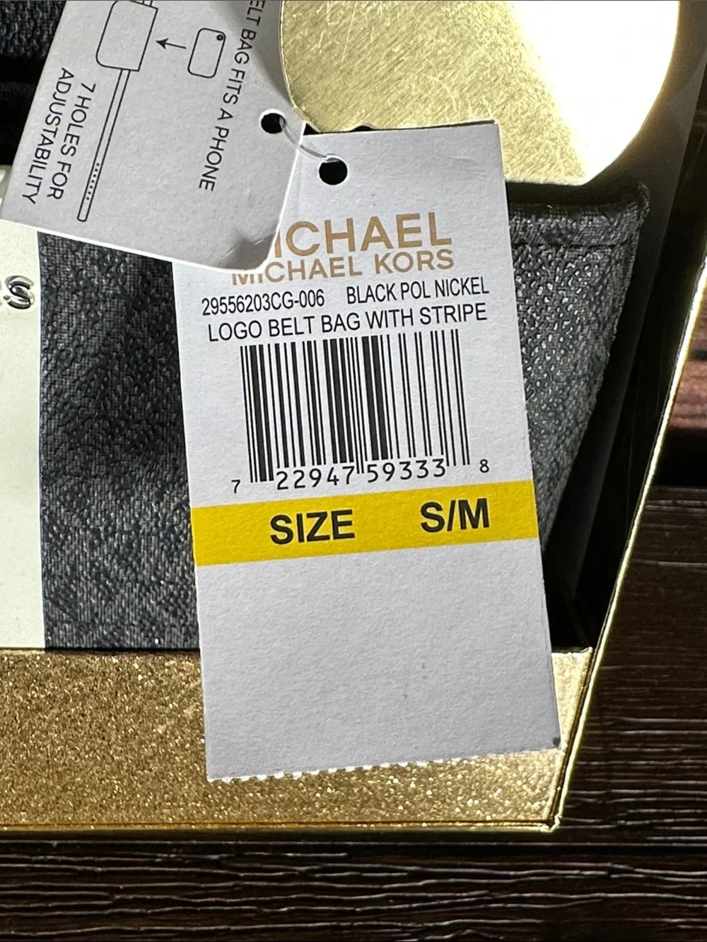 Michael Kors Gray Signature Belt Bag with Center Stripe